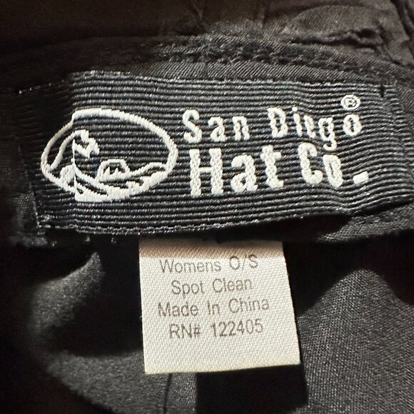 San Diego Hat Co. Floppy Wide Brim Sun Hat Black Floral Design - Picture 2 of 3